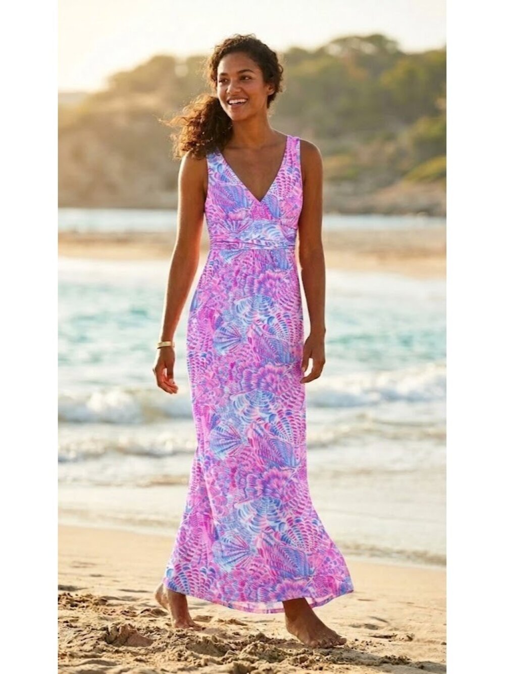 NWT Lilly Pulitzer Sloane Maxi in Razberry Sea You Soon Stretch Jersey Dress S